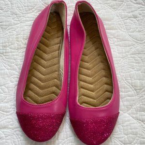 Avon girls pink ballet flat with sparkle toe